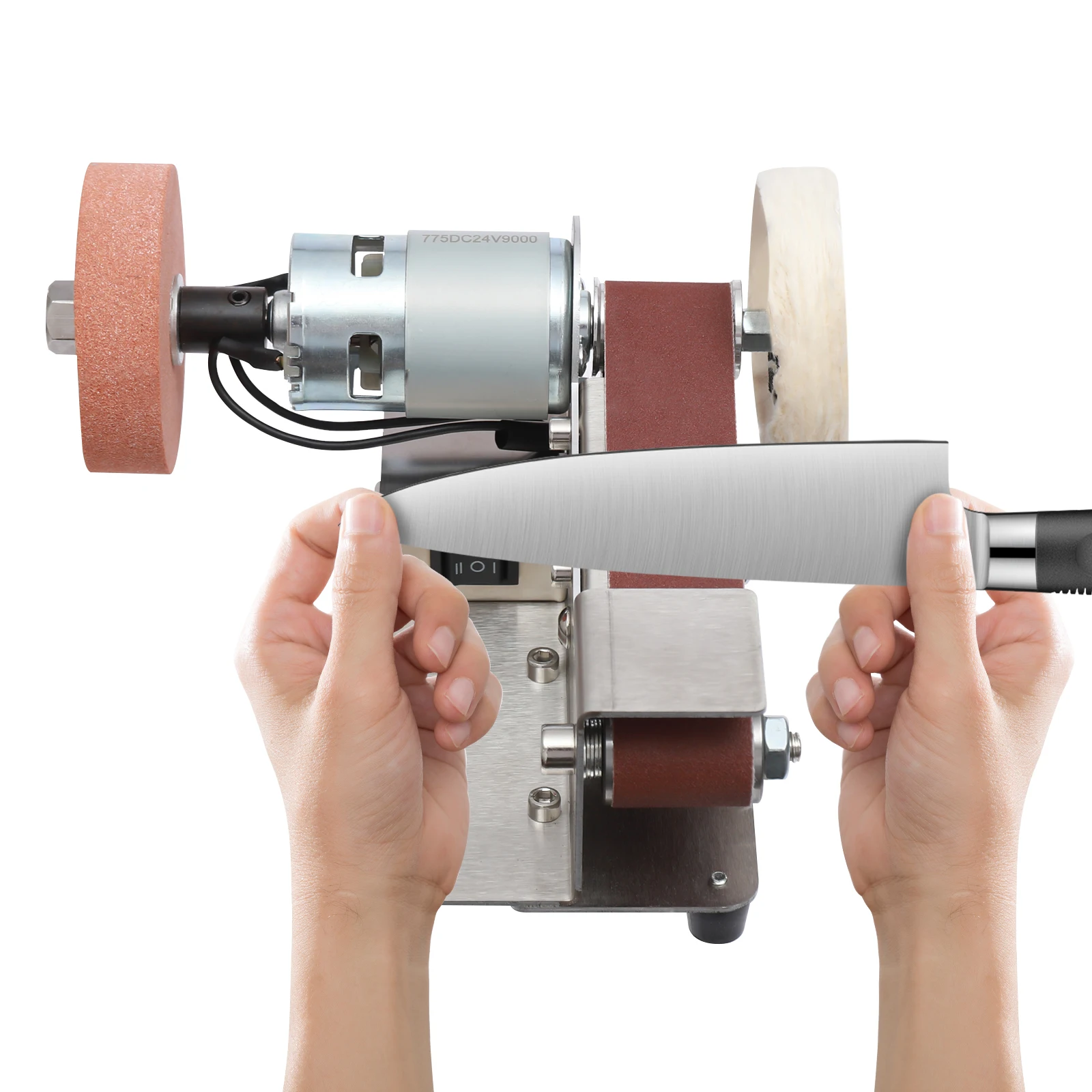 Mini-Bandschleifer, elektrisches Schleifen, Polieren, Schleifmaschine, elektrischer Bandschleifer, 7 Gänge, Geschwindigkeit 1–45 ° Einstellwinkel – Detail 4