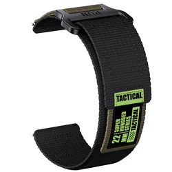 Durable Nylon Wristband Strap - 20/22mm Universal Fit for Quick Fit 22mm (Black Army Green 22)