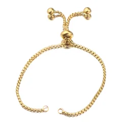 Elegant Gold - Toned Stainless Steel Slide Bracelets with Rubber Bead Accents - Set of 3 (Gold)