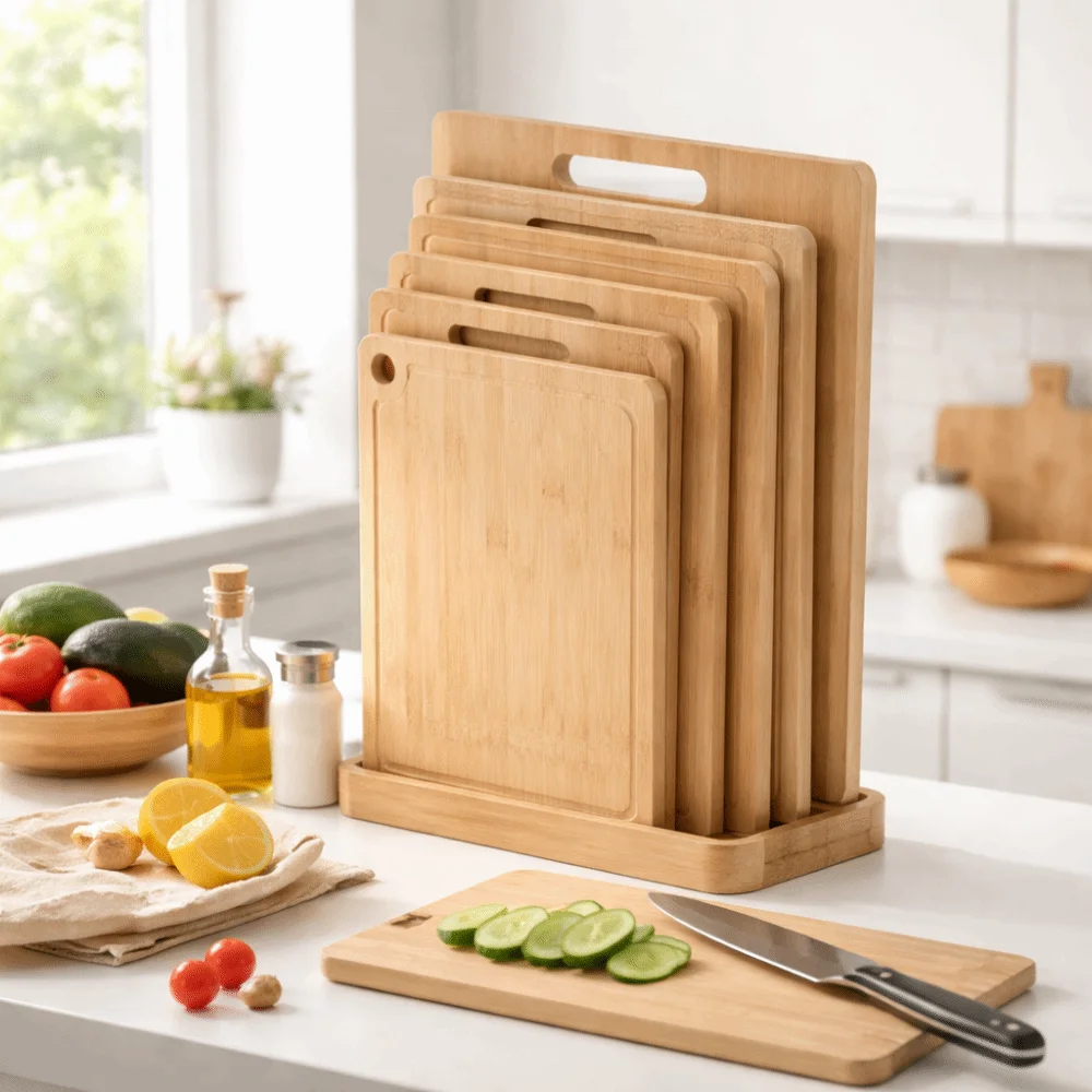 Eco-Friendly Bamboo Double-Sided Durable Wooden Cutting Board - Portable and Versatile for Chopping and Picnic Use
