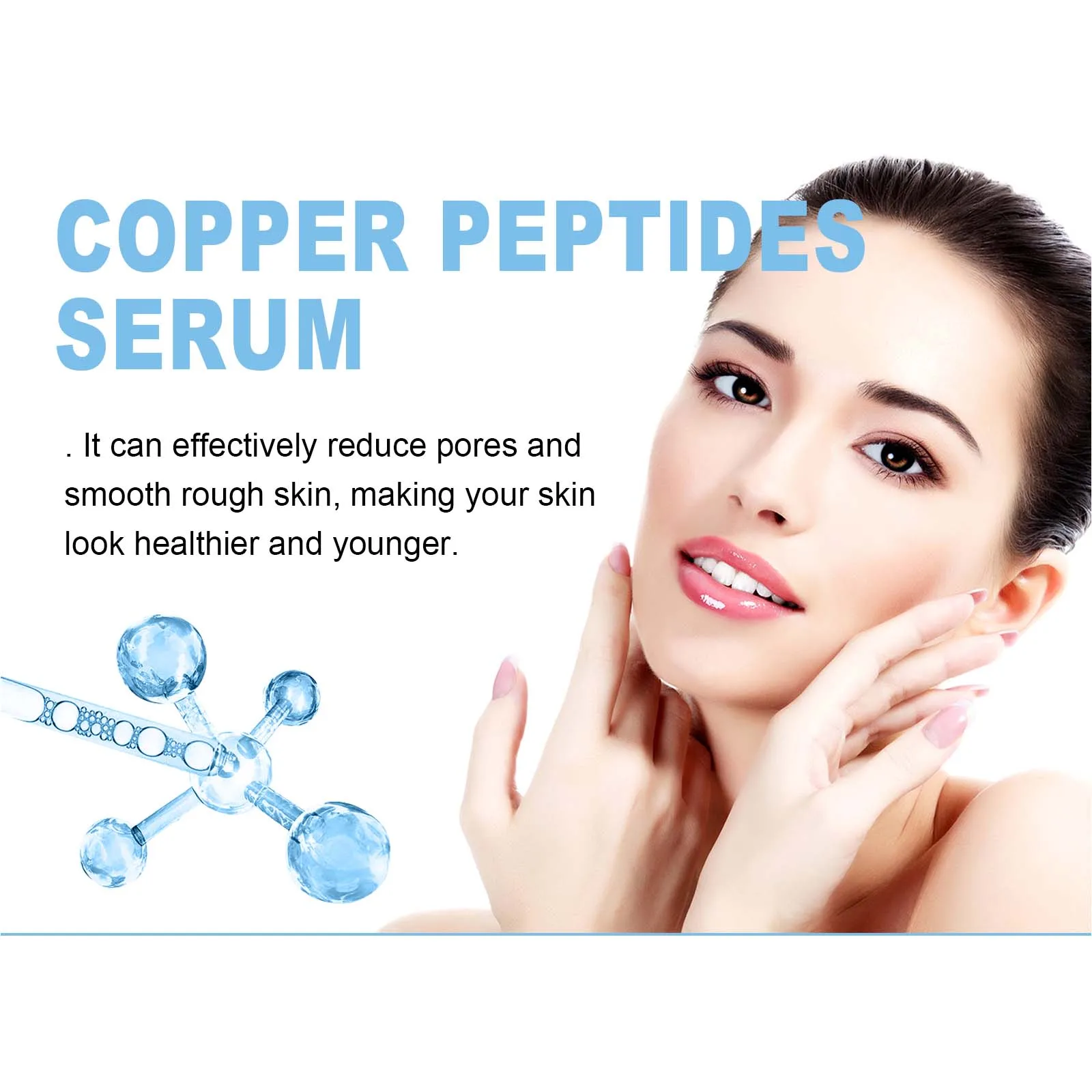 Copper Peptide Serum Fade Fine Lines Shrink Pores Skin Care Smoothing Firming Hyaluronic Acid Brightening Moisturizing Serum 4