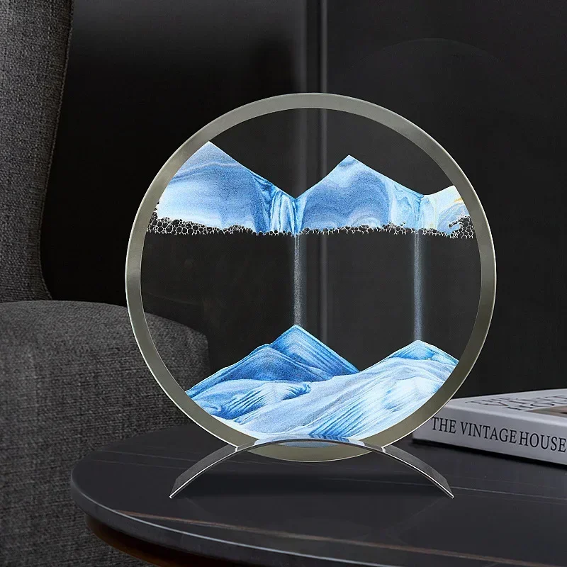 Sand Timer Liquid Hourglass Metal Base Sandscape Moving Sand Art Picture