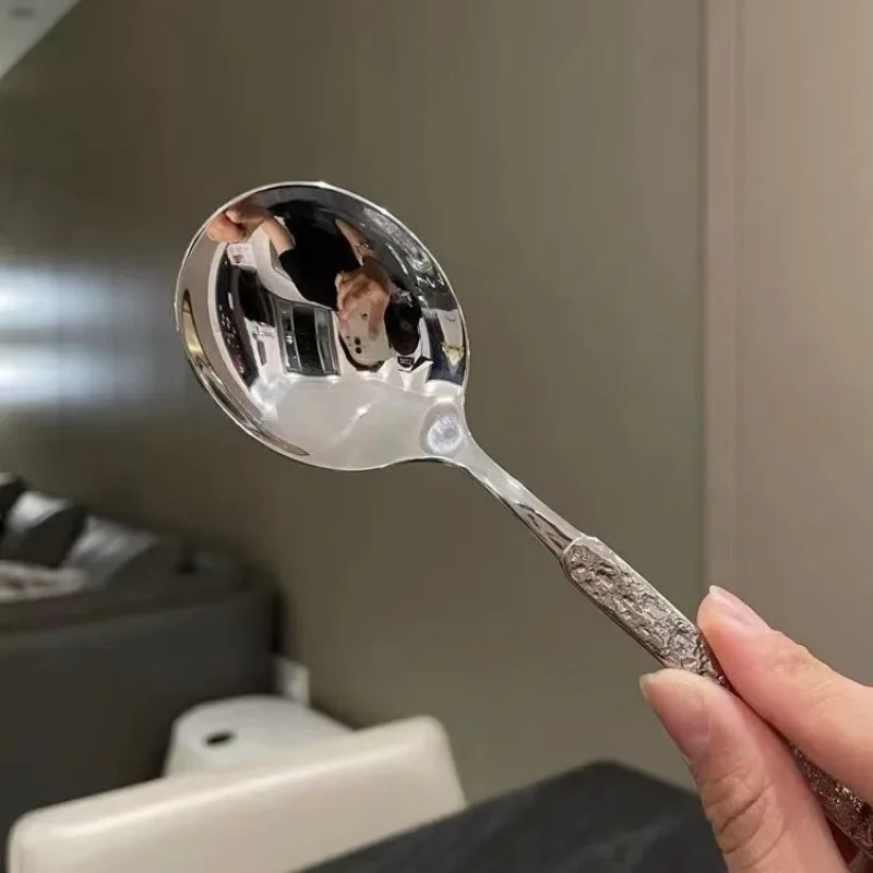 Stainless Steel Dinner Spoon Long Handle Dessert Ice Cream Spoons Restaurant Tableware Soup Scoops Kitchen Coffee Drinking Spoon stainless steel spoon,soup spoon