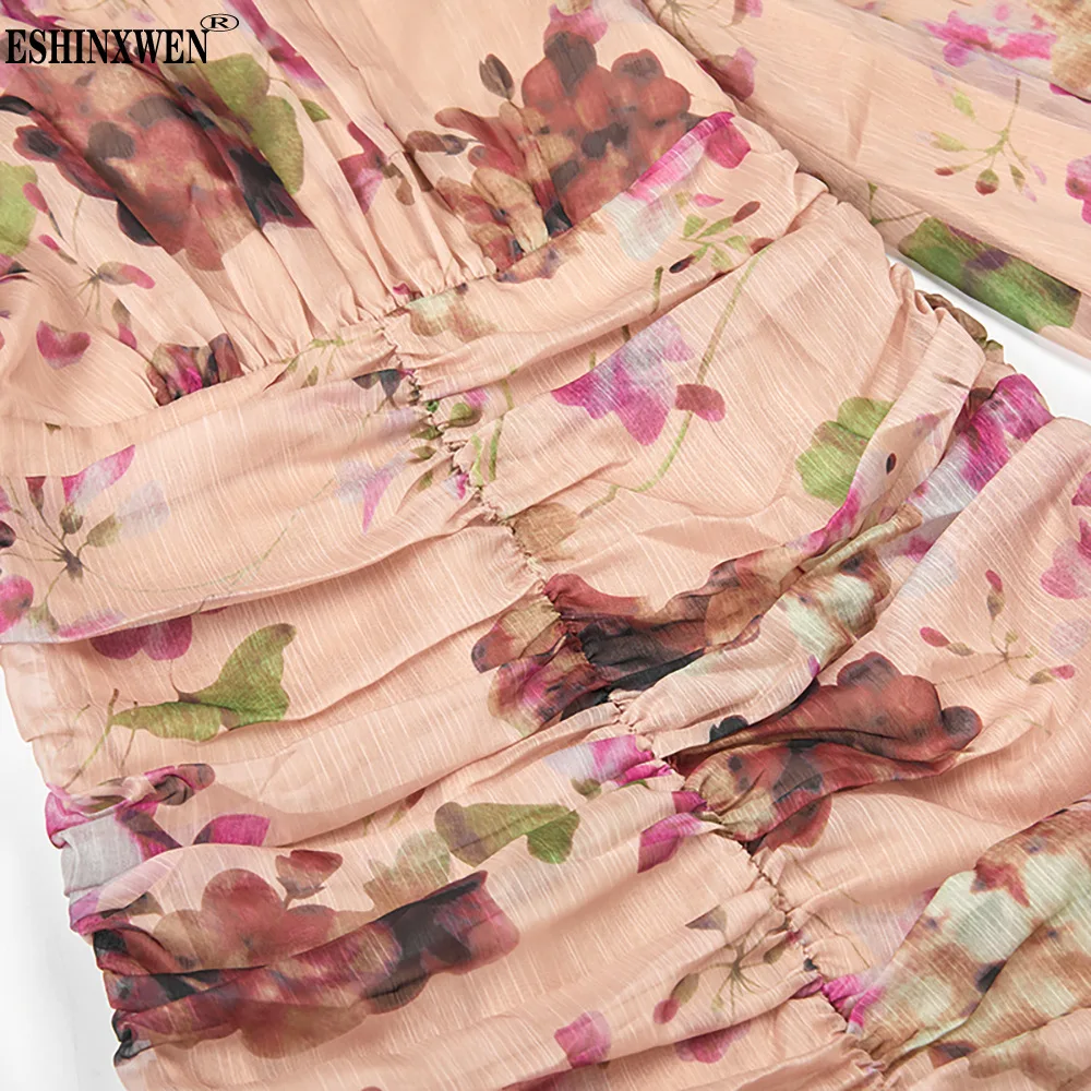 

Eshin High Quality Luxury Vintage Pritning Dress For Women 2023 Autumn Fashion New Dresses TH5325