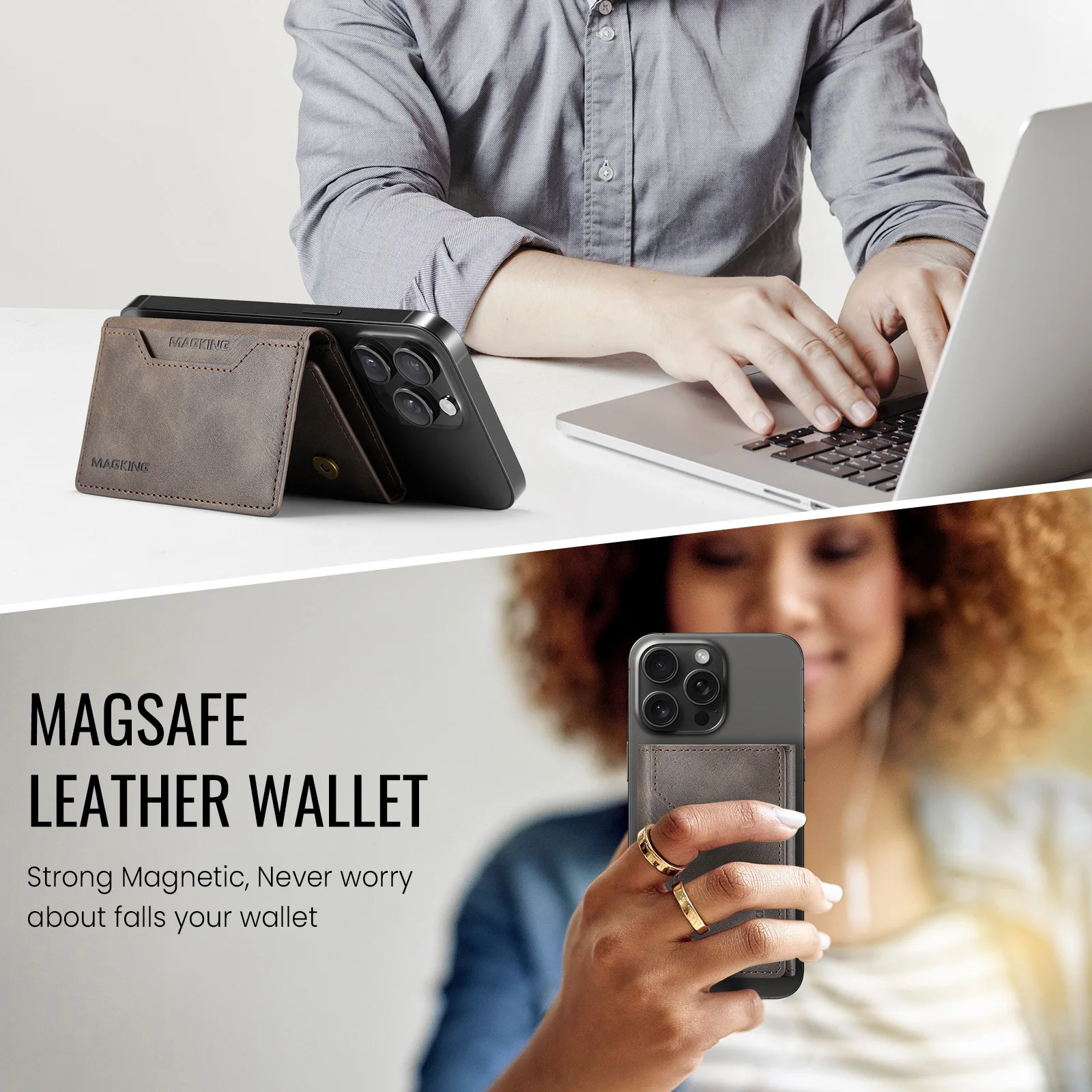 Elegant Trifold PU Leather Magnetic Card Holder Wallet