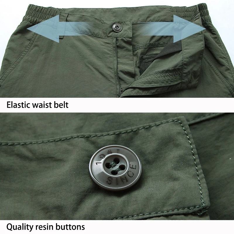 Men's Summer Hiking Pant Outdoor Quick-drying Lightweight Convertible Tactical Multi-Pockets Stretch Fishing Fit Cargo Pants Men hiking pants