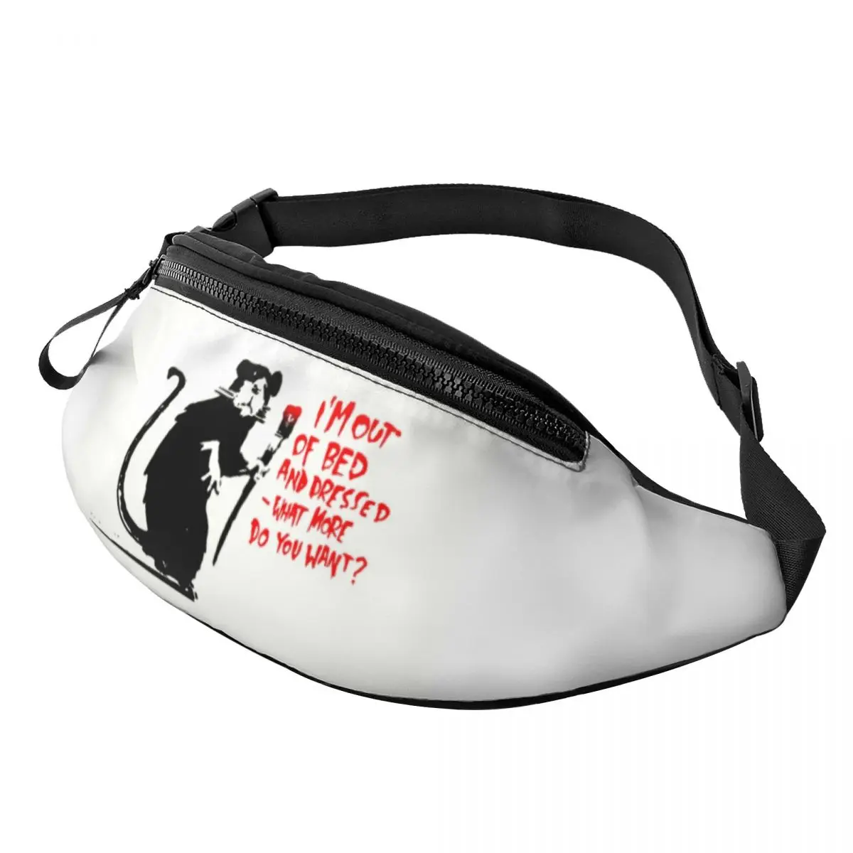 

Fashion Rat Banksy Fanny Pack for Cycling Camping Women Men Street Art Graffiti Crossbody Waist Bag Phone Money Pouch