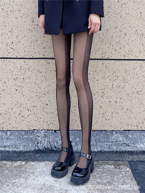 Sexy Black Pantyhose For Women High Waist Elastic 40D Tear