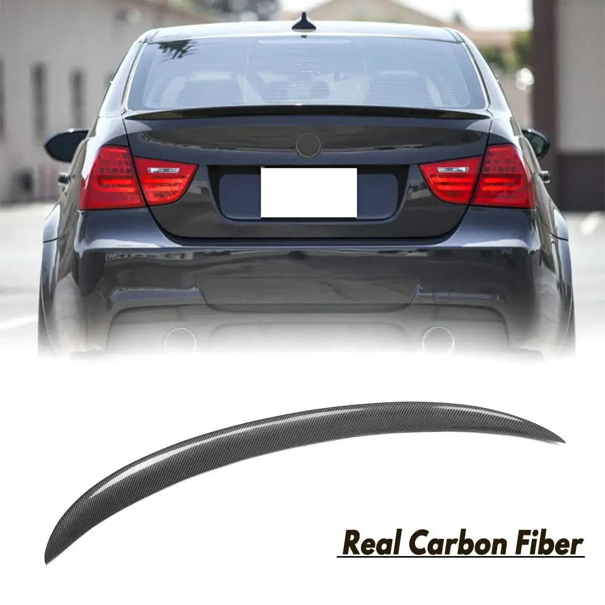 

Real Carbon Fiber Glossy UV-Coating High Kick P/M4 Type Rear Trunk Spoiler Wing For BMW E90 2006-2011 M3 328i Car Accessories