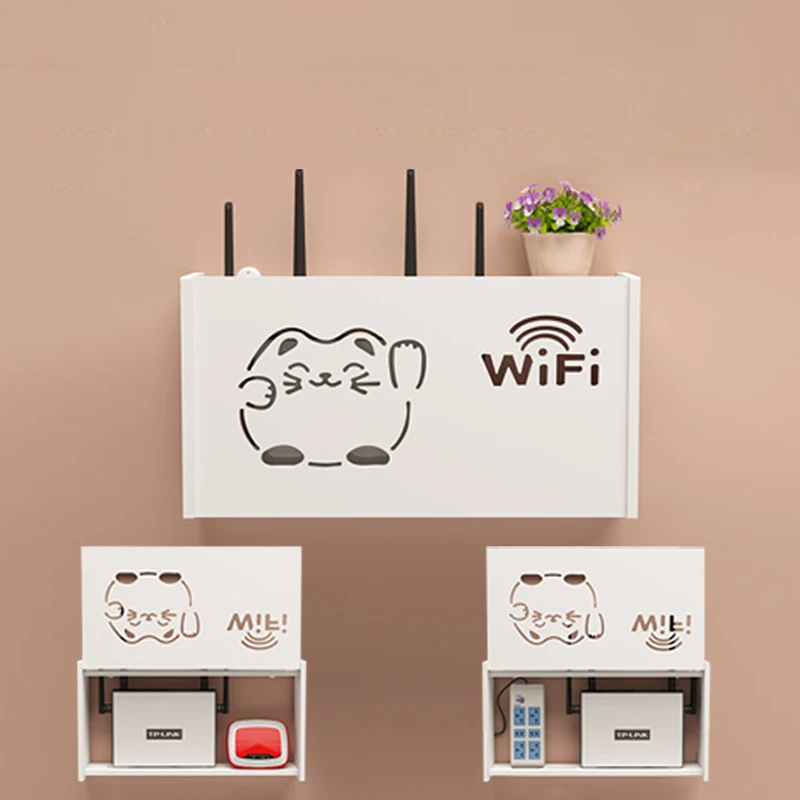 New Wireless Router Storage Living Room Socket Wifi Decoration Wall-mounted TV Set-top Box Rack Cable Power Organizer_voghion.com
