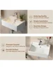 Wall Mount Bathroom Sink 17.7"x 12.2" Floating Vessel Sink Vanity Elegant White Ceramic Porcelain Modern White Rectangle Home 2