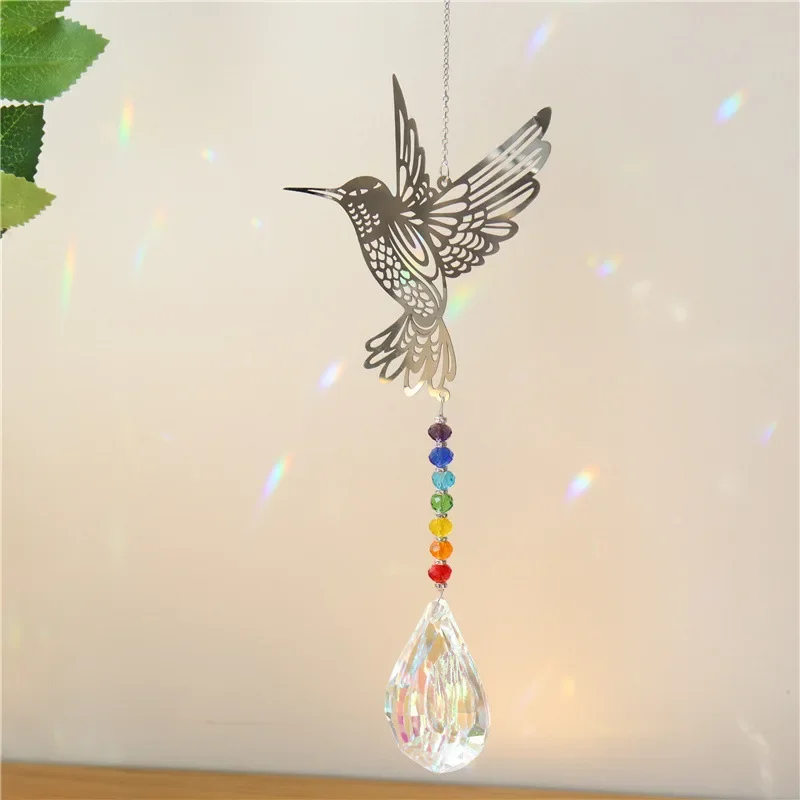 1PCS Crystal Sun Catcher Prisms Hanging Rainbow Chaser Window Wind Chime Tree of Life Home Decoration Car Art Hanging Pendant