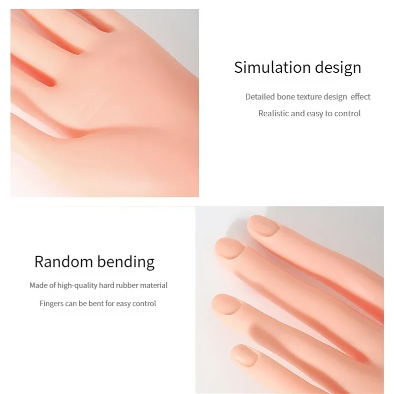 Flexible positioning silicone left hand model nail enhancement training artificial hand 3