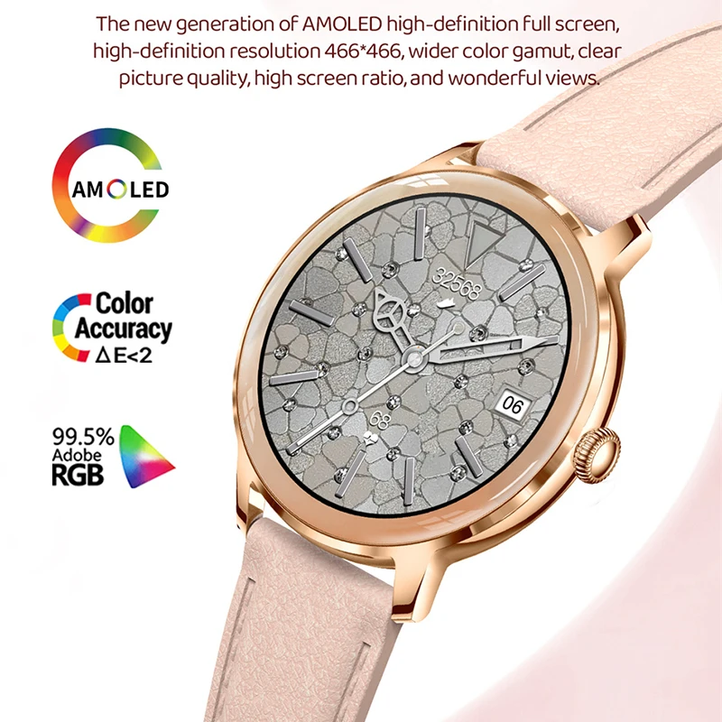 Diamond Band Ultra Thin Smart Watch Women 1.32" AMOLED 466*466 HD Pixel Display Wireless Call Smartwatch Ladies Fashion Watch