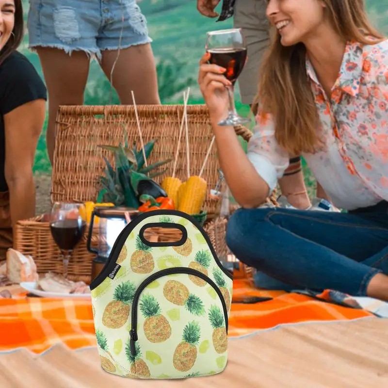Lunch Bag Women Printed Lunch Box Pouch Insulated Kids Bag Adults Neoprene Tote Pouch For Various Food Hot Sale