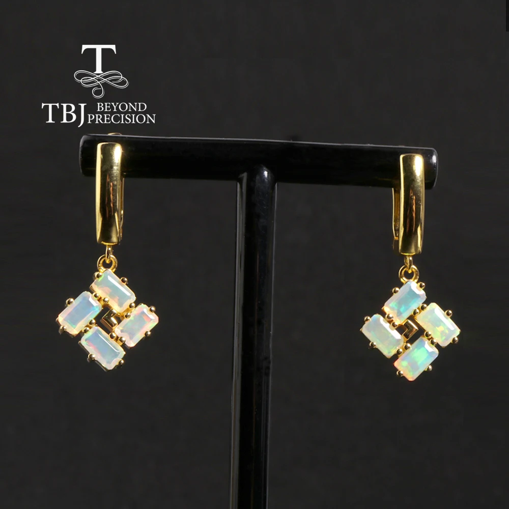 Romantic Design Light Luxury Natural Opal Earrings 925 sterling