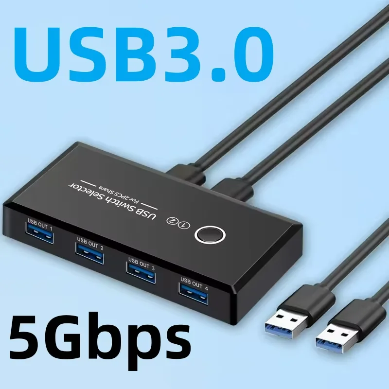 USB Sharing Switch for Multiple Devices - 4-Port USB Selector for Easy Device Management