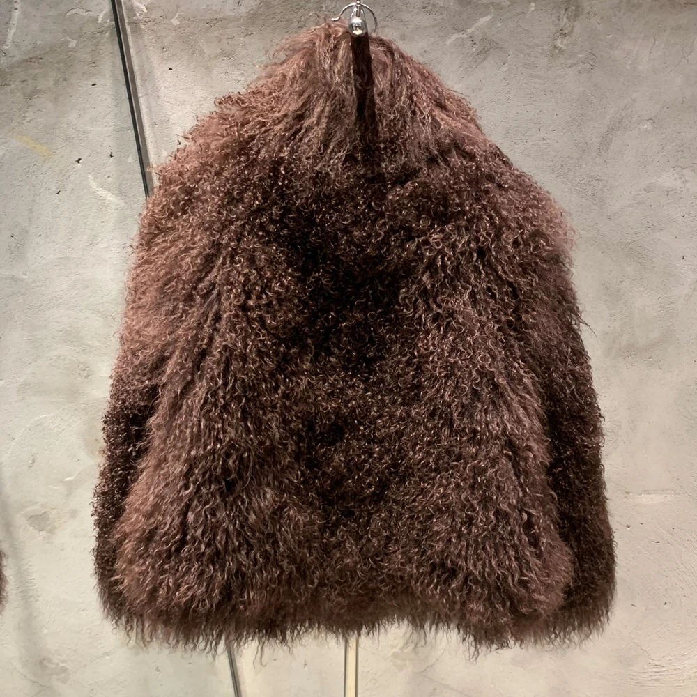 Mongolian Fur Factory Lady Real Sheep Fur Coat Winter Warm