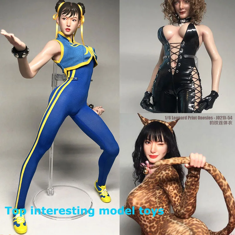 

Jiaou Doll 1/6 JO21X-60 Female Tight One Piece Sexy Leopard Jumpsuit Blue Vest Pants for 12 Inch Action Figure Clothes
