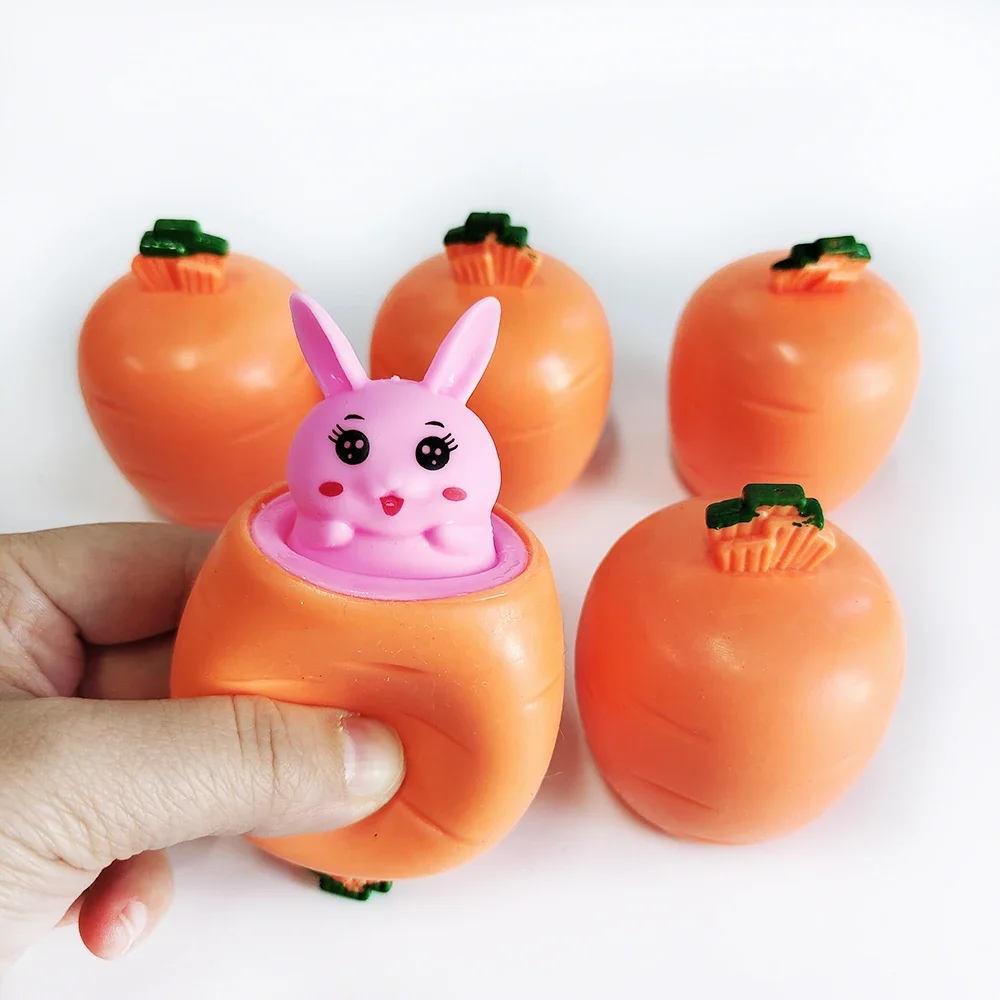 Easter Carrot Rabbit Squeeze Cup Cute Bunny Pinching Plaything Easter Decoration 2026 Easter Rabbit Birthday Gift for Kids