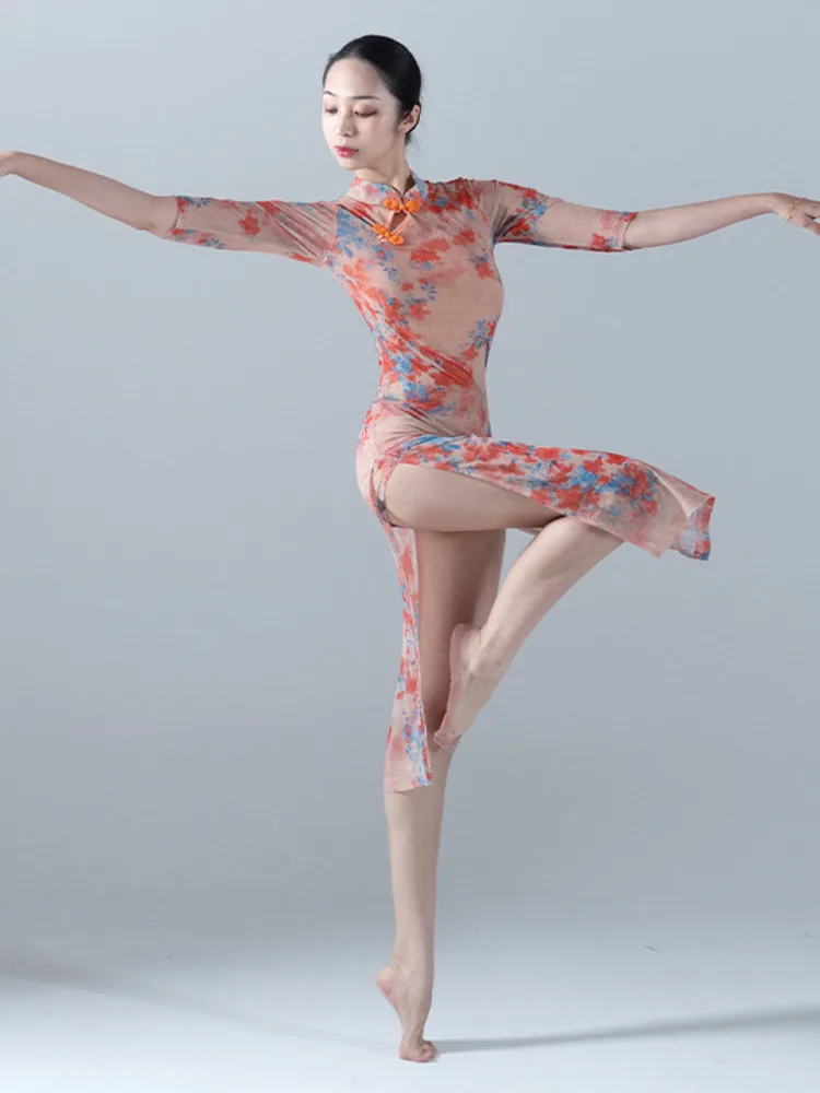 

Женское платье для латиноамериканских танцев, элегантный костюм для взрослых из современных джазовых цветов с рукавами средней длины