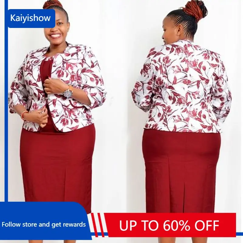 

2023 New Arrival African Clothing Big Size Turkey Style Office Ladies Coat and Dress Suit For Women