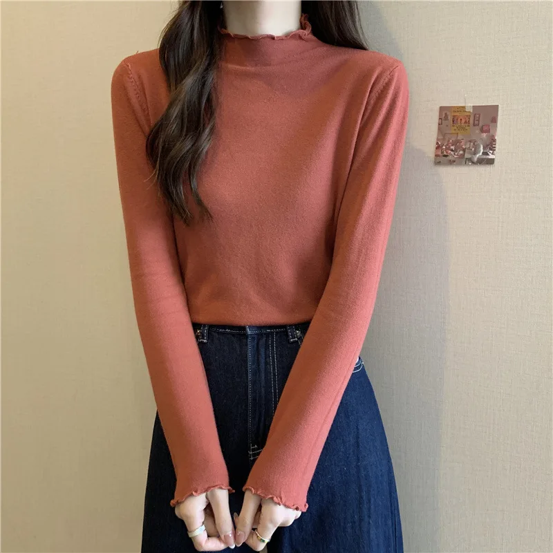 Autumn Women Knitted Long Sleeve Slim Tops