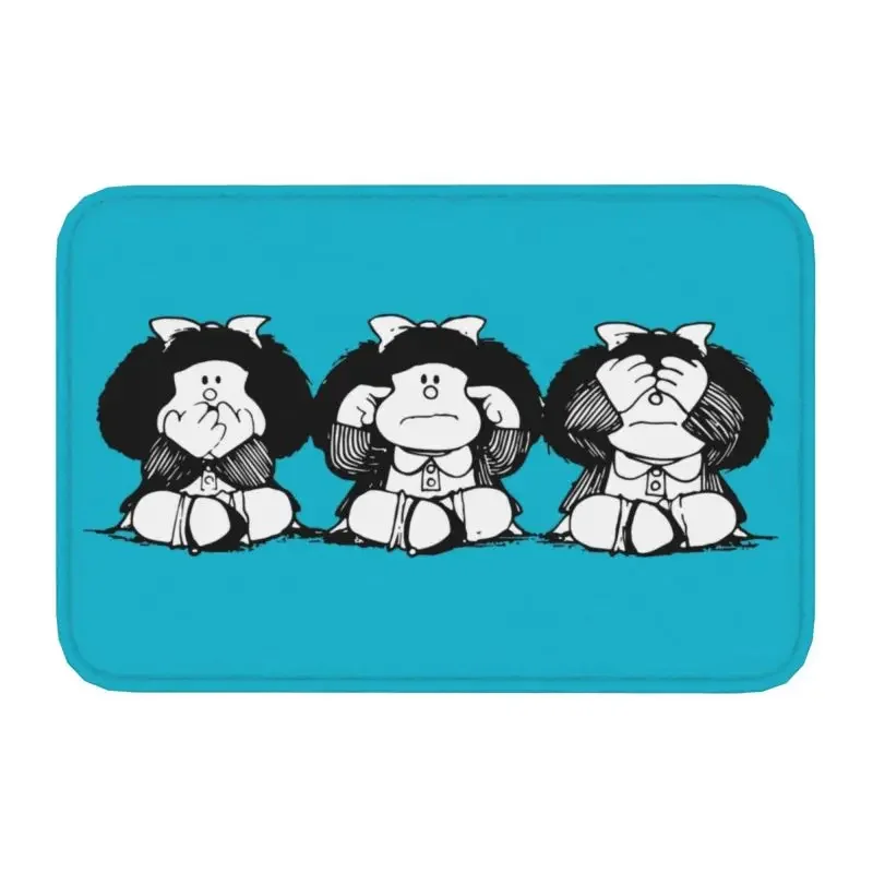 

Humor Mafalda Front Floor Door Entrance Mats Indoor Quino Cartoon Manga Bath Kitchen Doormat Living Room Carpet Rug