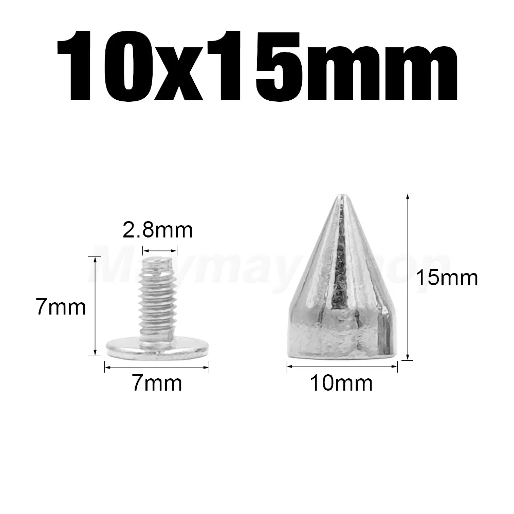 Metal Silver Bullet Spikes Rivets for Punk Rock Fashion and Leather Craft Accessories