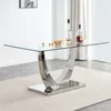 63” Glass Dining Table Set for 6,Modern Dining Room Table Set for 6,Kitchen Table and PU Leather Chairs for 6, Glass Top 3