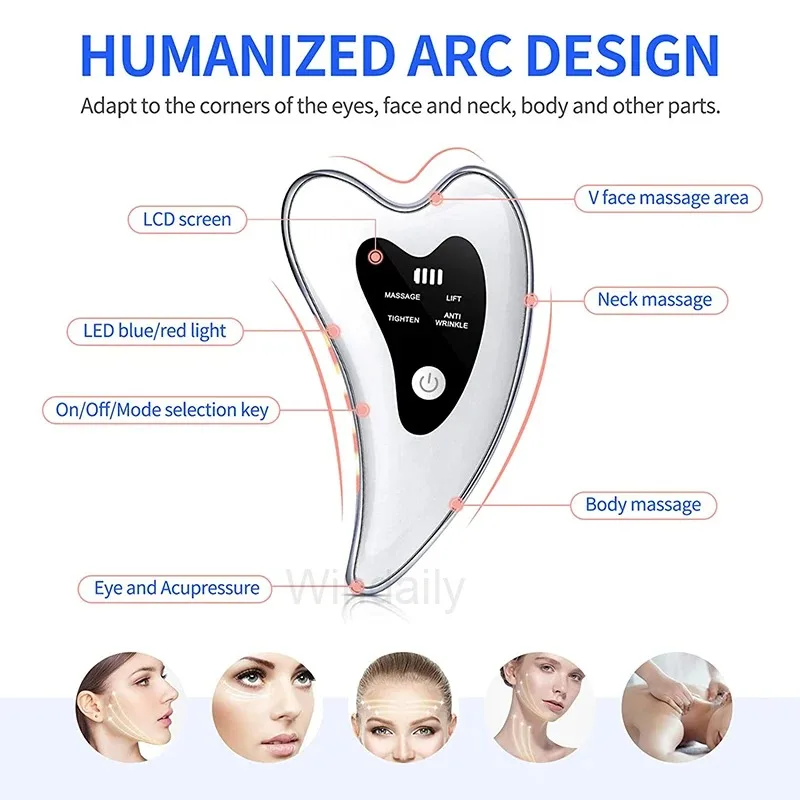 Face Massagers Skin Scraping for Facial Lifting Tighten Care Anti Wrinkle Double Chin Remove Neck Electric Massage Skincare Tool