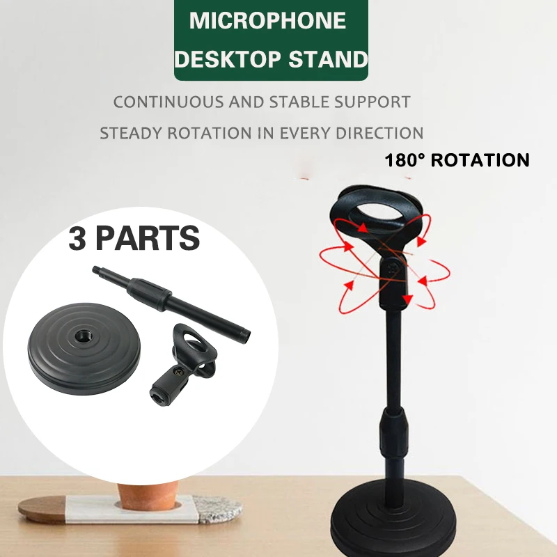 Mini Desk Microphone Stand Foldable Microphone Clip Bracket Support Mount Holder Adjustable Desktop Mic Bracket Support Base microphone stand