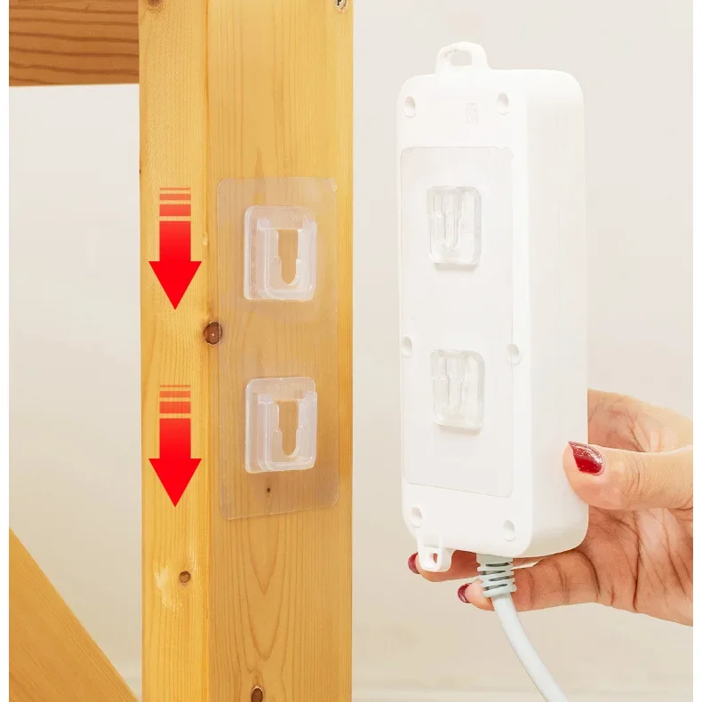 Dual-Sided Transparent Adhesive Hooks for Versatile Storage in Home Spaces