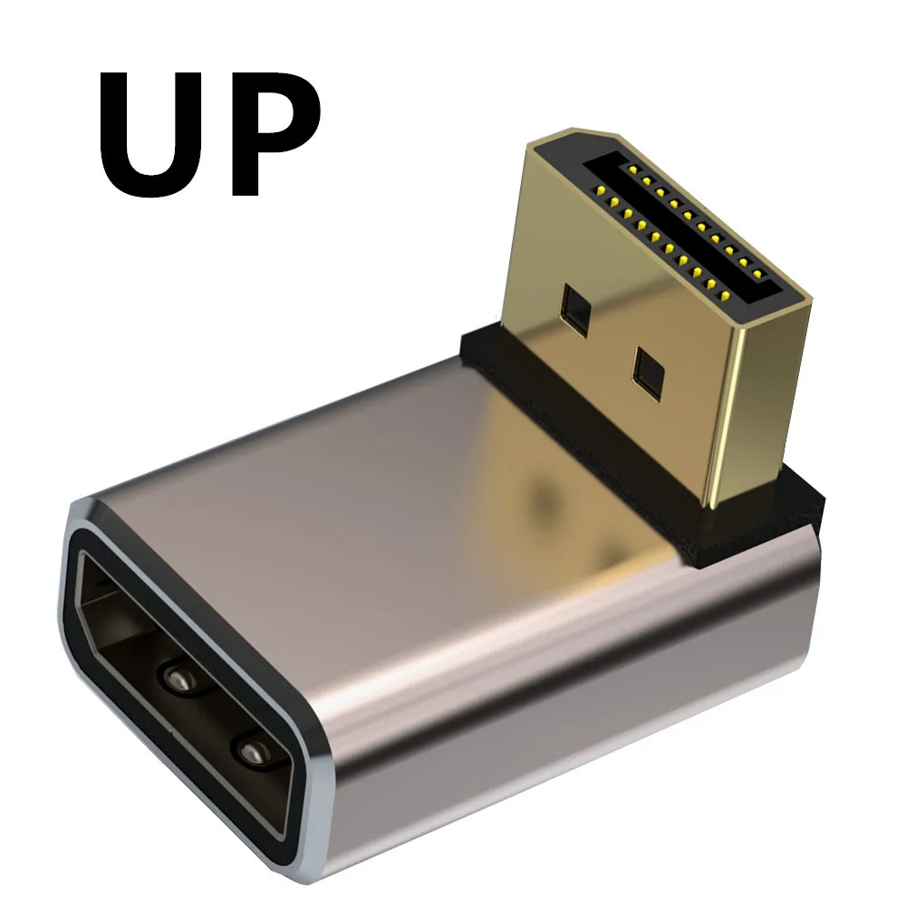 8K DisplayPort 1.4 Adapter Flat 90 Degree and 270 Degree Right Angle DP Male to Female Vertical Connector Converter DP L Shape