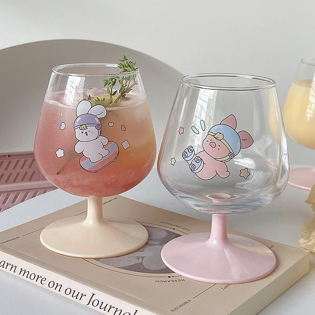 Water Drinking Glass Set of 2, Bambi and Rabbit Water Drinking