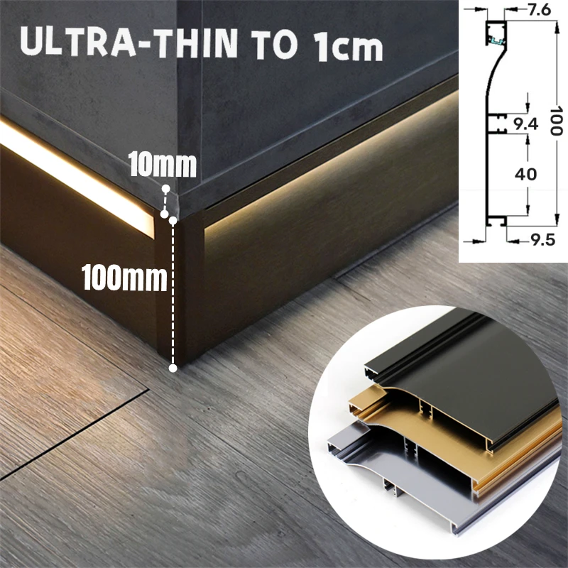 H10cm(3.94inch) Ultra-thin Skirting Baseboard LED Aluminum Profile Strip Wall Edge Backlight Waist Line Corner Kitchen Bar Light t2alrf trinovisuals 16 9 hdtv 4k 8k ultra hdr 3d led backlight ambient light rejecting nano edge fixed frame projector screen