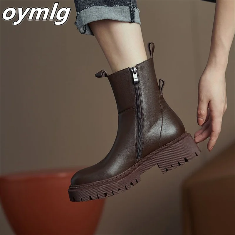 

Thick-soled riding boots women's short boots 2022new autumn and winter new thick-heeled round toe short tube chimney boots women