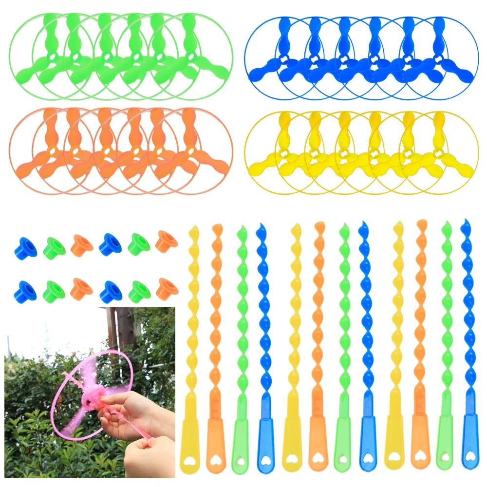 1-10Pcs Flying Helicopter Toy Hand Rotating Circle Bamboo Dragonfly Hand Rub Plastic Propeller for Outdoor Flying Toy Kids Gift 2