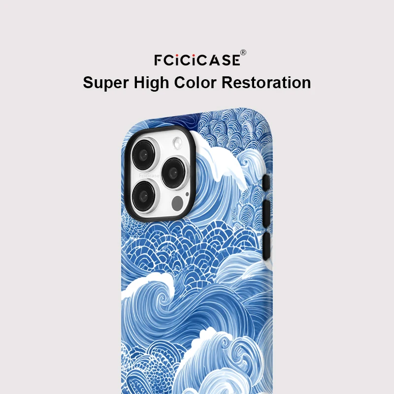 Shockproof Sea Wave Back Cover with MagSafe Compatibility