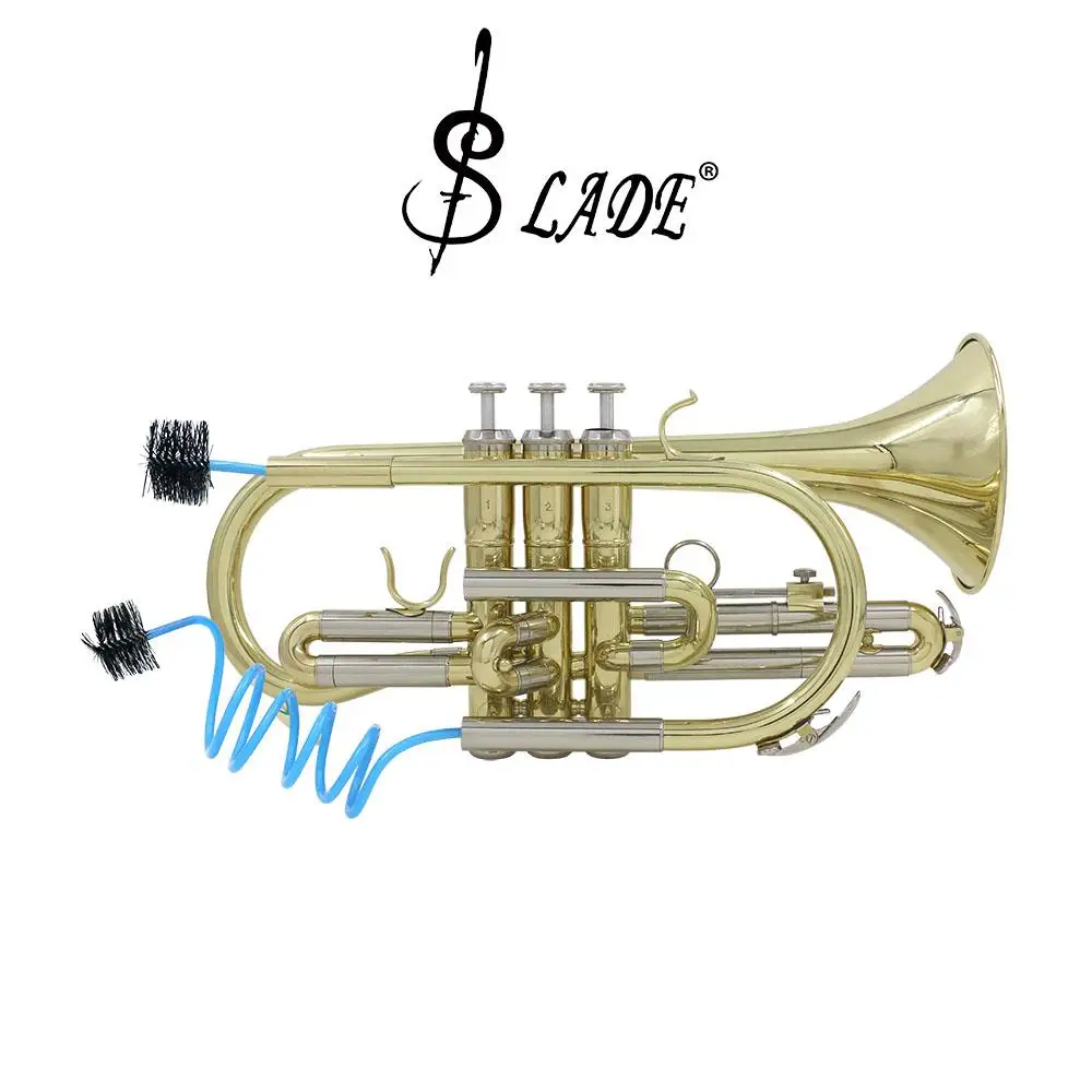 Bb B Flat Cornet Gold Plated Brass Wind Instrument With Mouthpiece Gloves Cleaning Cloth Carrying Case