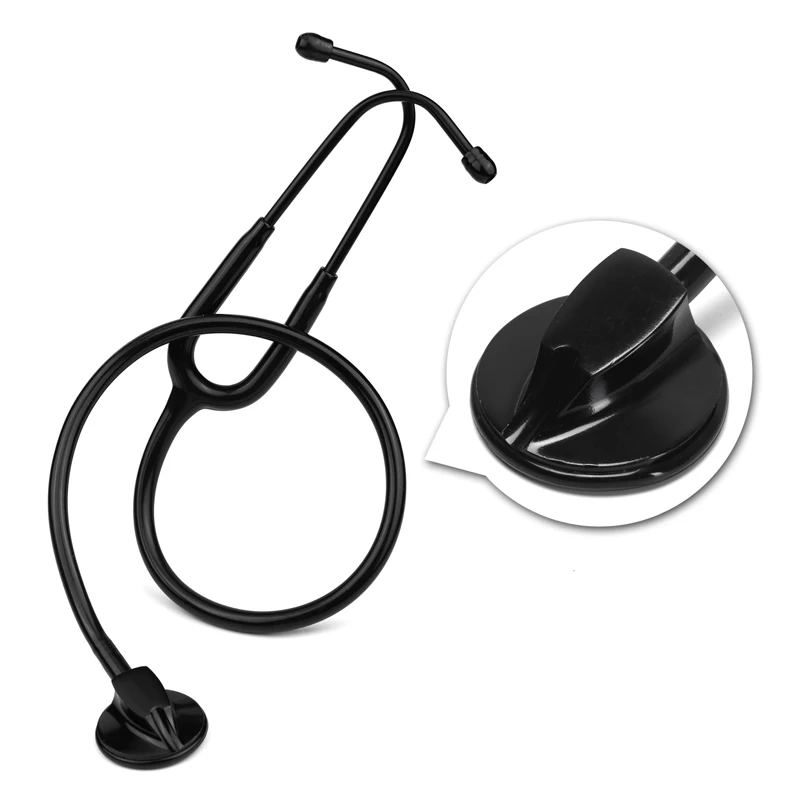 All Black Medical Cardiology Doctor Stethoscope Professional Medical Heart Stethoscope Nurse Student Equipment Device