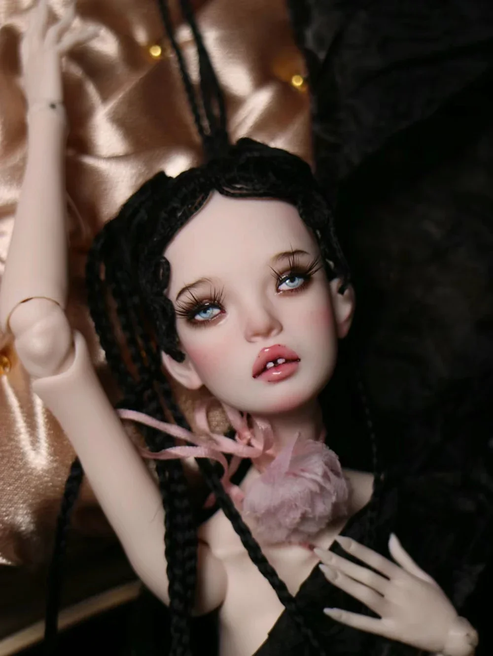 

2024 New sd BJD doll 1/4 slightly fat body New girl lanniao Resin model joint doll Missing teeth give eyes free from stock shipp