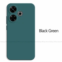 Luxury TPU Shockproof Liquid Silicone Protective Phone Case for Redmi 13x (Black Green)