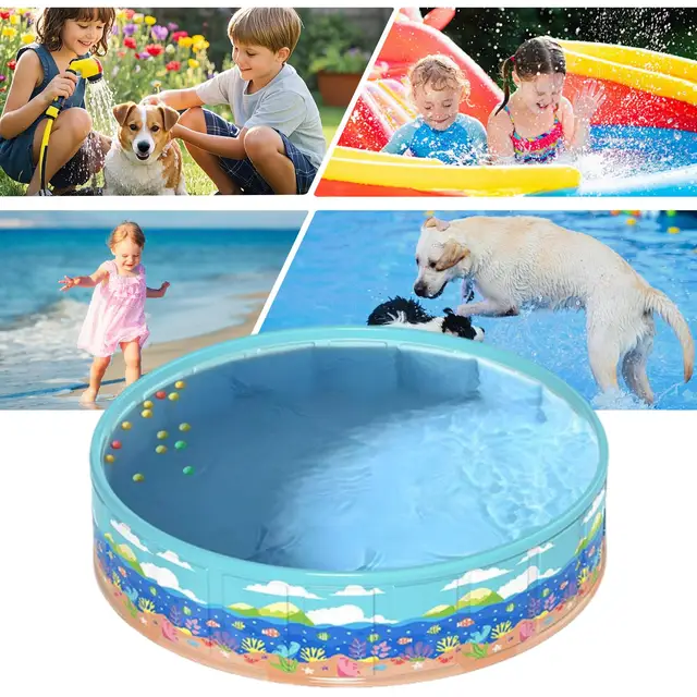 Wading Pool For Kids PVC Foldable Wading Pool Non-Inflatable For Child Save Space Design Bathing Tub Anti-Slip For Water Party 5