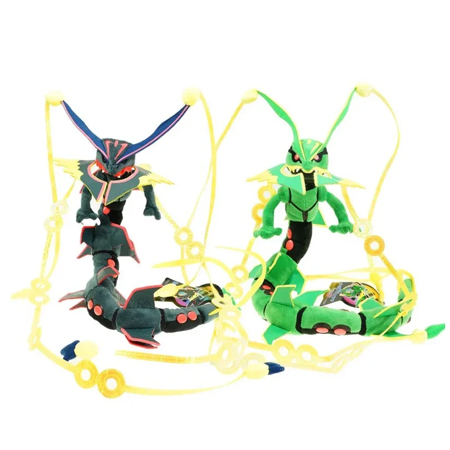 

Hot Pokemon Plush Toy Rayquaza Peluche Doll Green Black Stuffed Toys Bendable Skeleton Structure Sky Dragon Gift For Kids 80cm