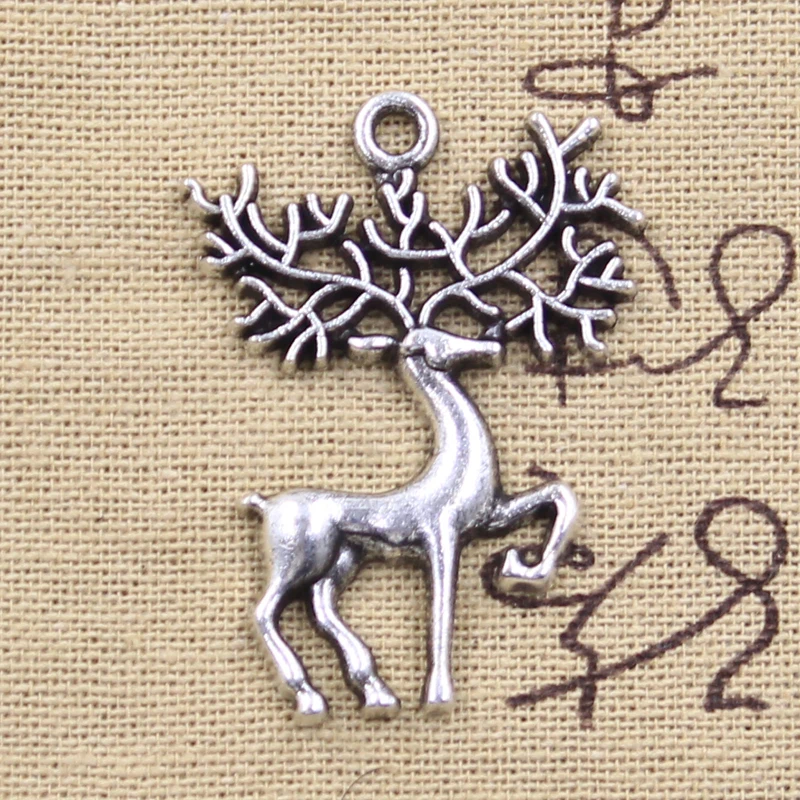

4pcs Charms Christmas Deer Elk 40x30mm Antique Silver Color Pendants Making DIY Handmade Tibetan Finding Jewelry