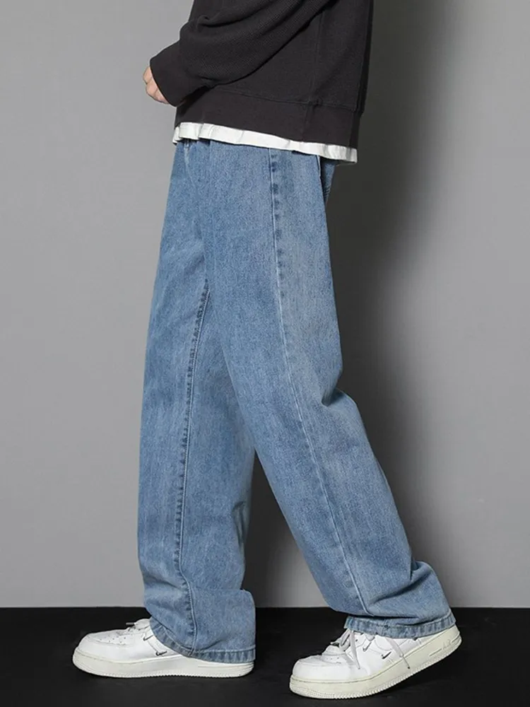 2023-New-Korean-Men-s-Casual-Long-Jeans-Classic-Man-Straight-Denim-Wide ...