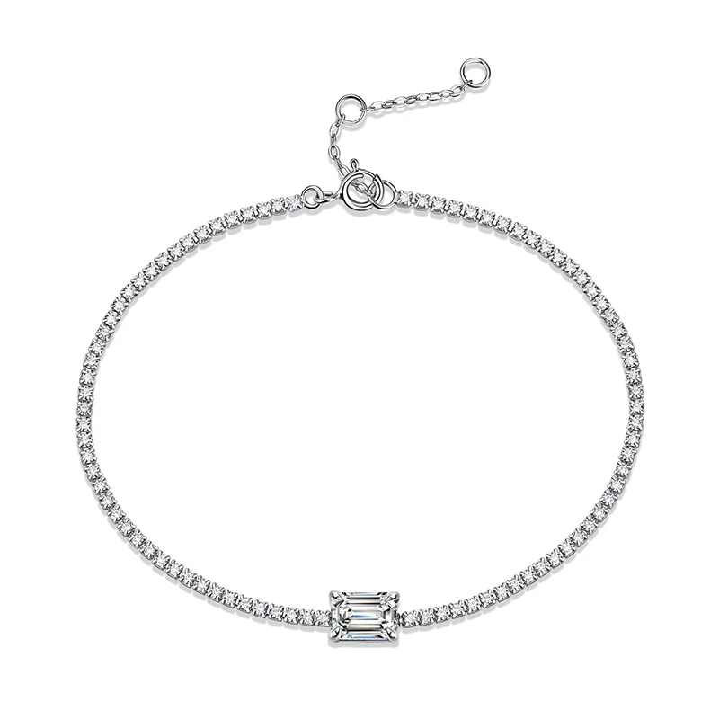 

Queenme Real 1 Carat Moissanite Diamond Bracelet For Women 925 Sterling Silver Sparkling Fine Jewelry Wedding Engagement Gift