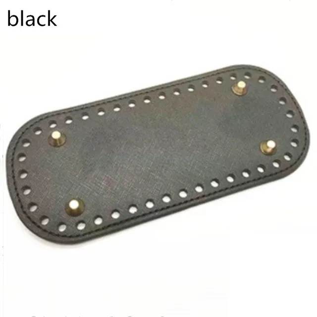 High Qualtiy pu Leather Bottom With Holes Rivet For Knitting Bag Handbag Bottom DIY Women Shoulder Crossbody Bags Accessories Black