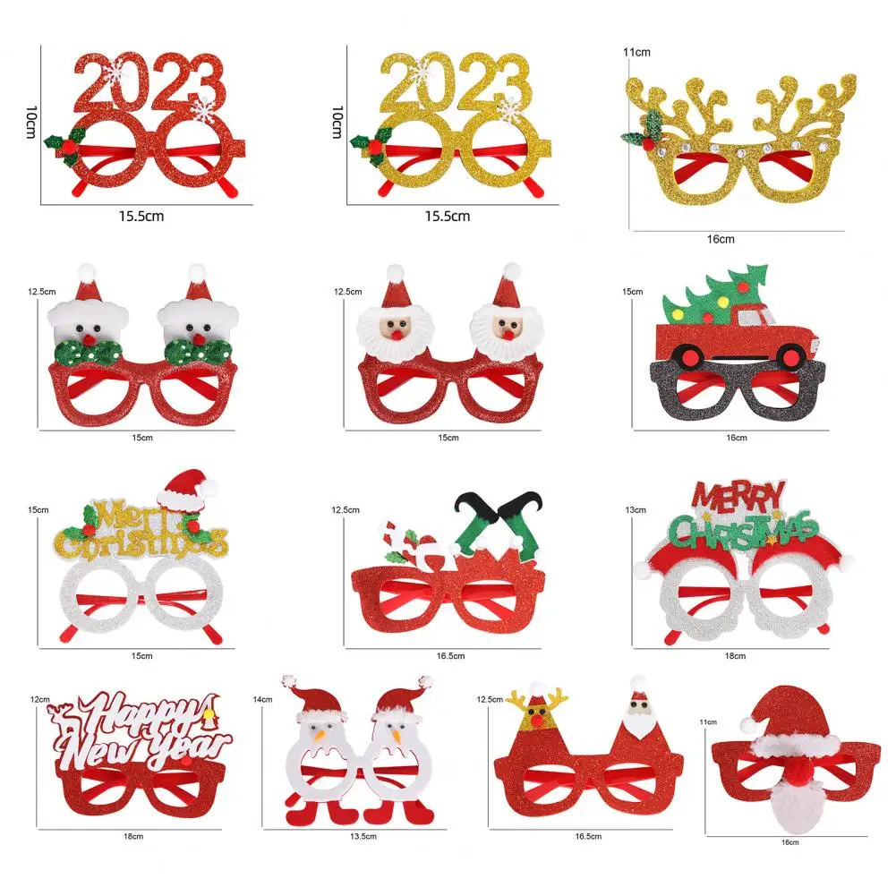 Cute Christmas Glasses Frame Durable Christmas Decoration Festive Party Glasses Frames